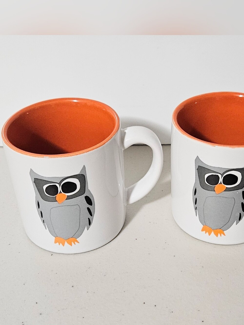 Crate & Barrel Owl Mugs Small Espresso Macchiato Cups Set Of 2